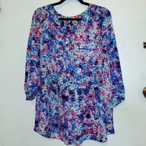 NYDJ Floral Print Tunic 1X in a happy  spring/summer print